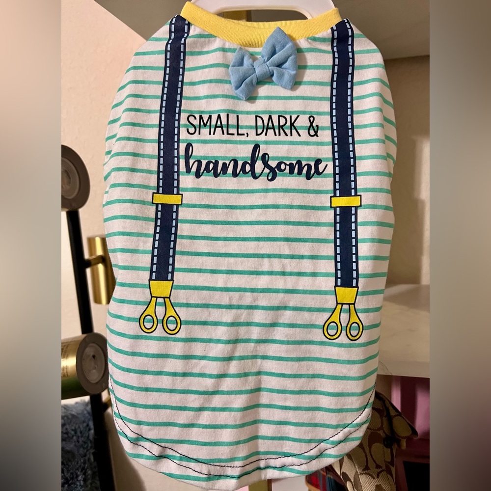 NEW Dog Suspender Bow Tee Size M